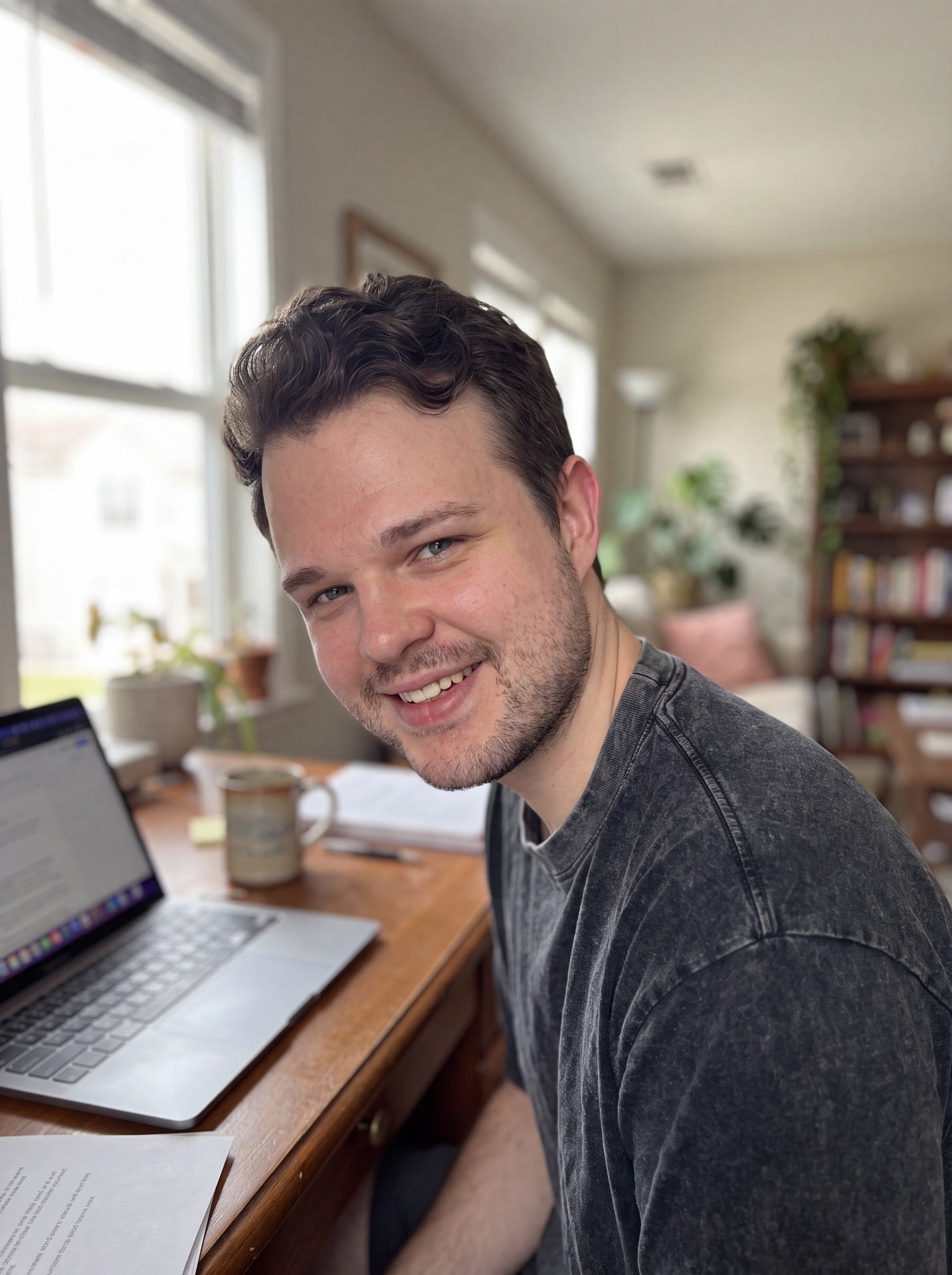 Ethan working at his desk